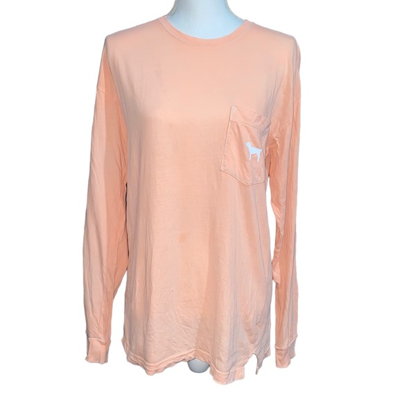 PINK Victoria's Secret Tops - Pink Victoria’s Secret 100% Cotton Begonia Dog Logo Long Sleeve T-shirt|PINK Top